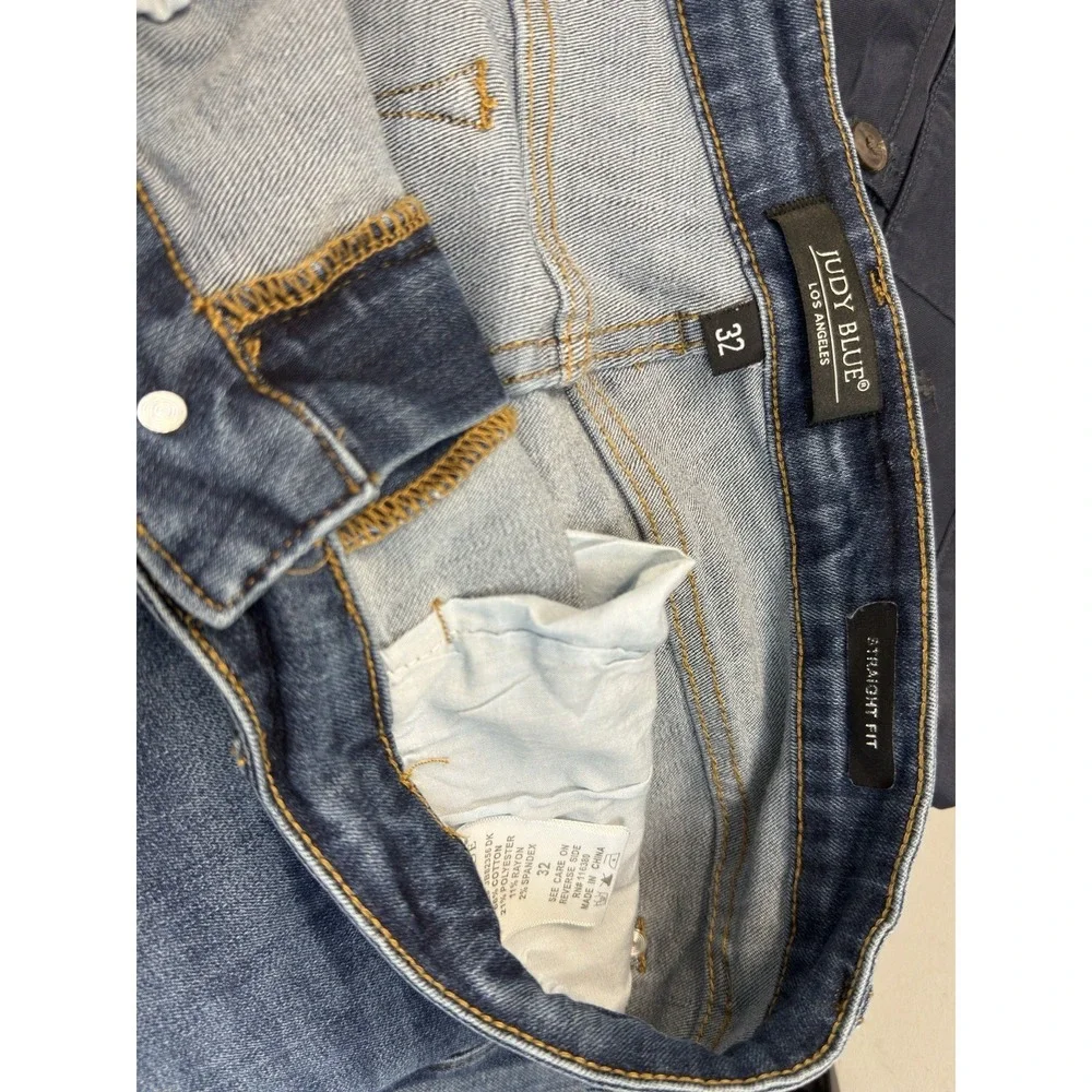 Judy Blue Jeans Straight Leg‎ Mid Rise Women's Size 32 Actual 34X30 Stretch